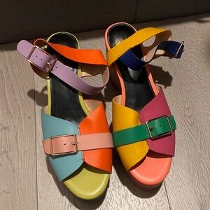 Charlotte Stone Chic Multicolor Platform Sandals Size 40
